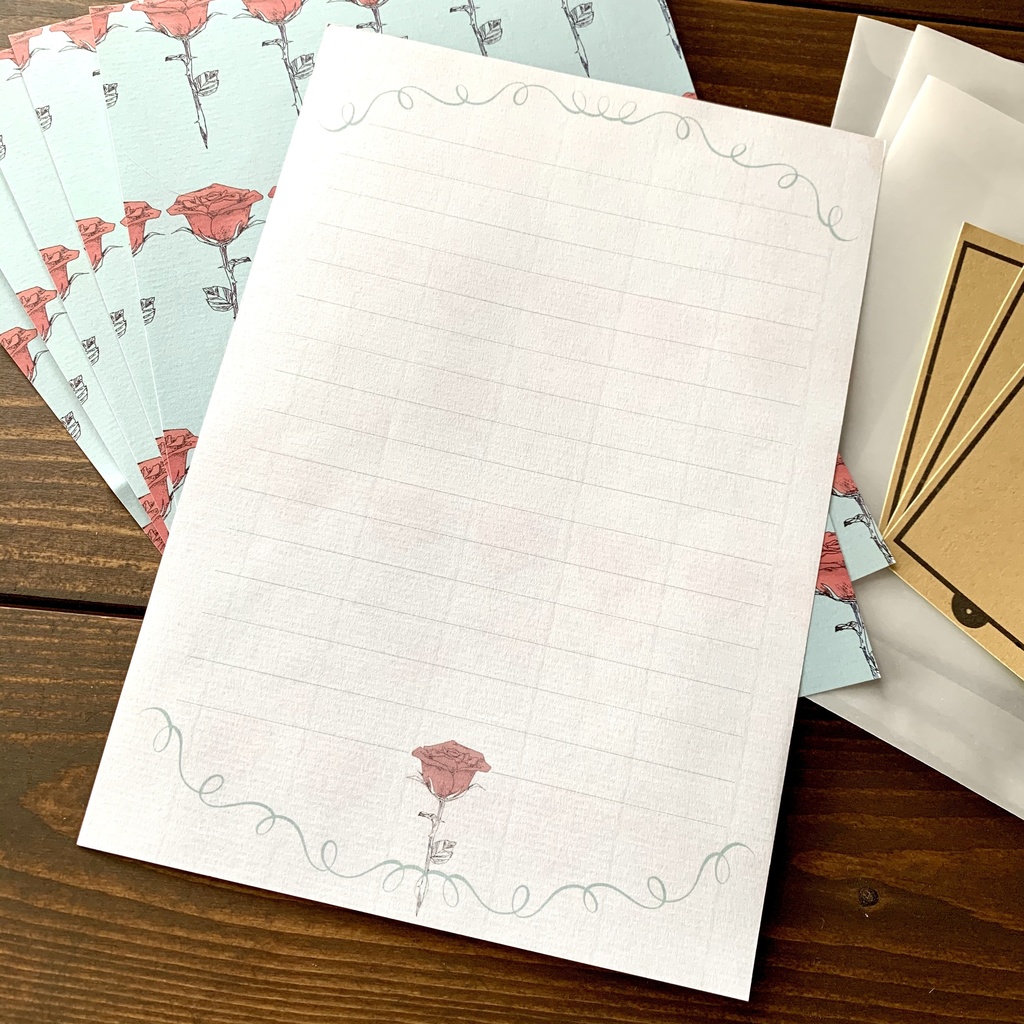 柔らかい、バラのレターセット