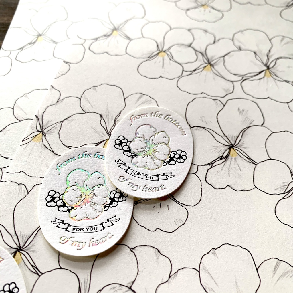 白ビオラの絢爛 オーロラ箔押しシール(3枚)