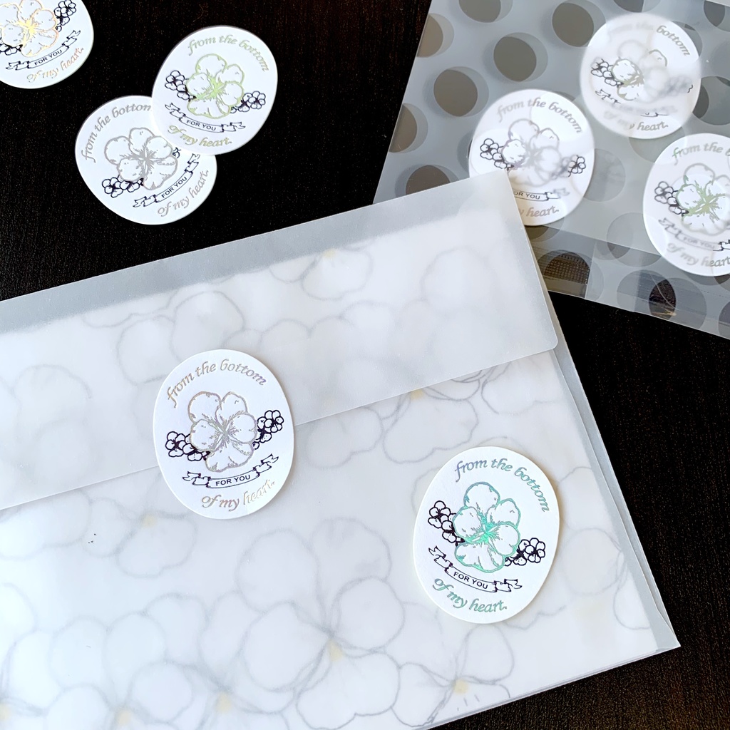 白ビオラの絢爛 オーロラ箔押しシール(3枚)