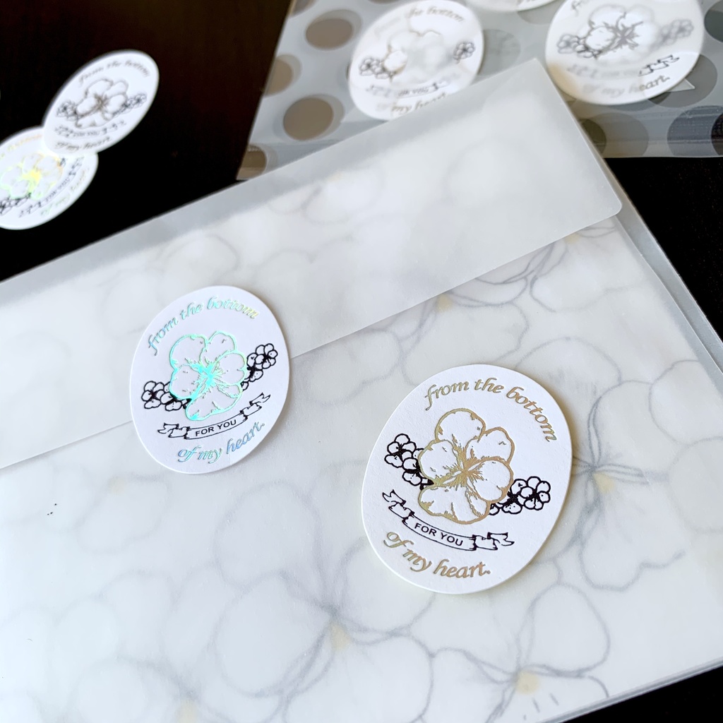 白ビオラの絢爛 オーロラ箔押しシール(3枚)