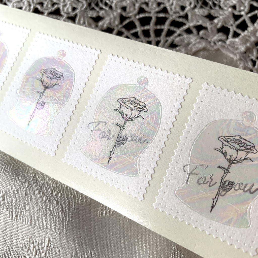 メッセージ選べるガラスドームのふんわり箔押しシール(5枚)