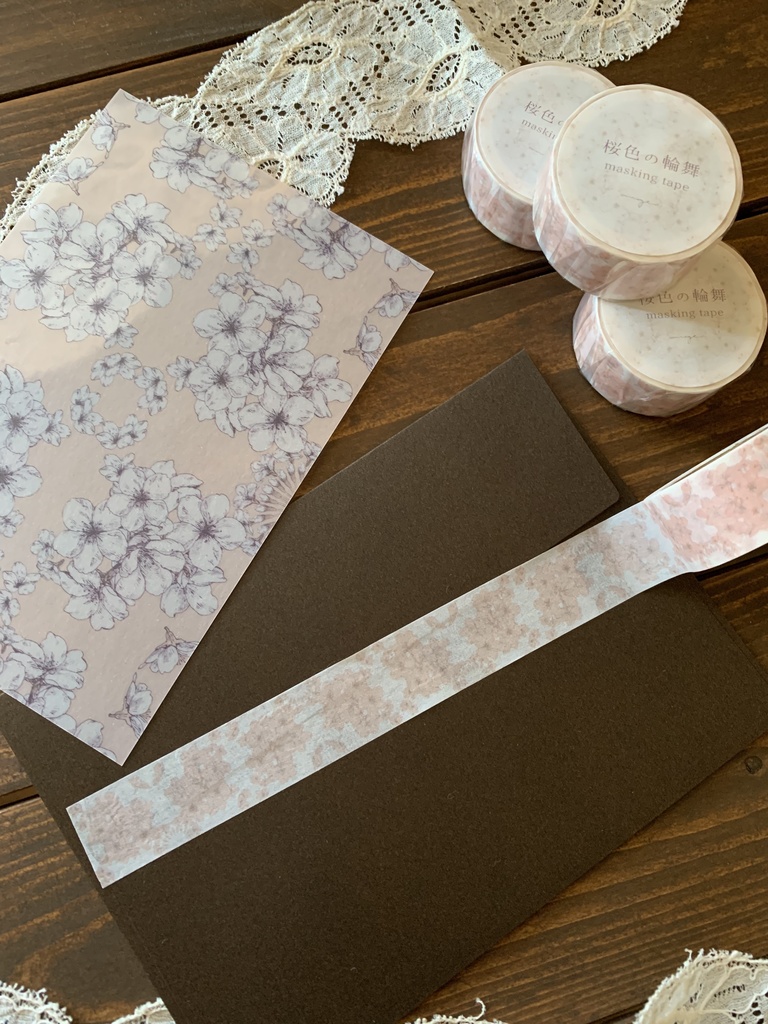 桜色の輪舞 マスキングテープ(白地)