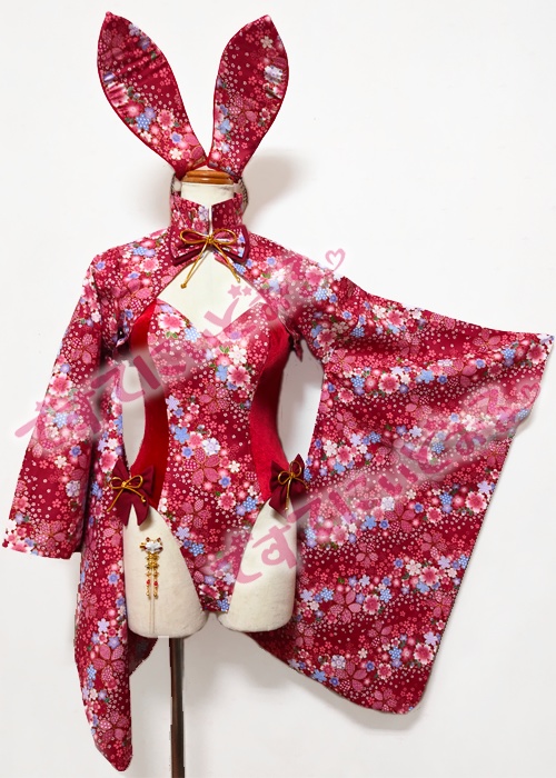 着物袖 和&チャイナバニーガール 赤