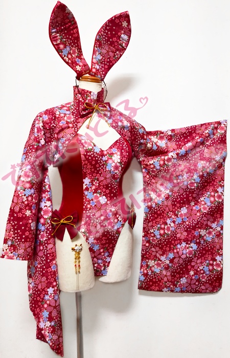 着物袖 和&チャイナバニーガール 赤