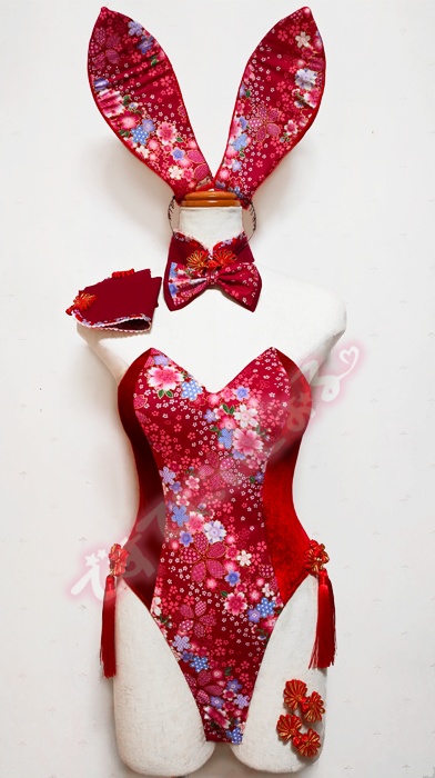 着物袖 和&チャイナバニーガール 赤