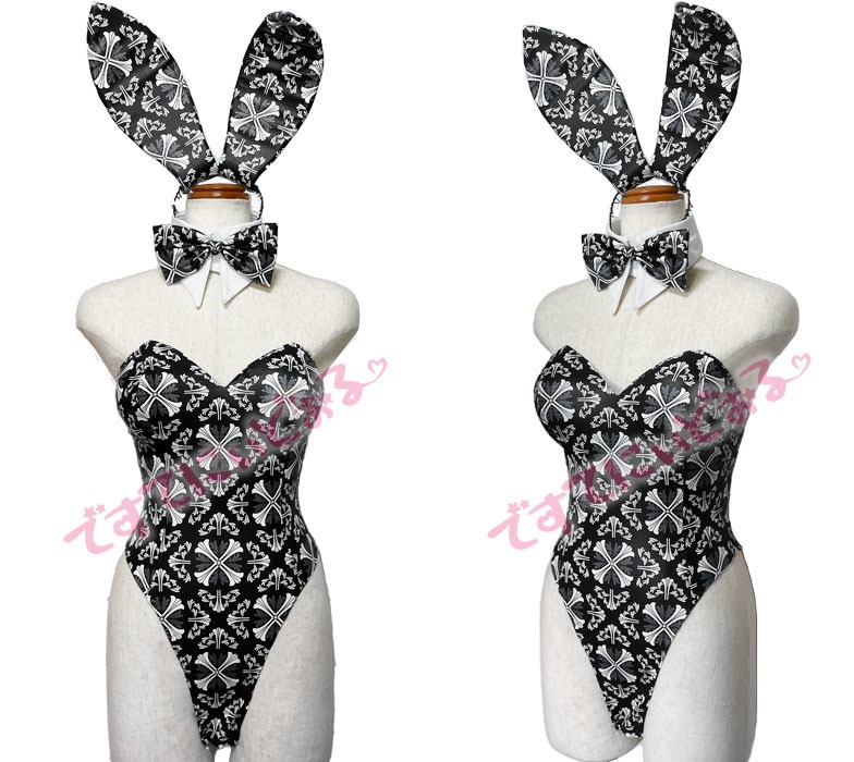 十字紋章バニーガール 紺・モノクロ