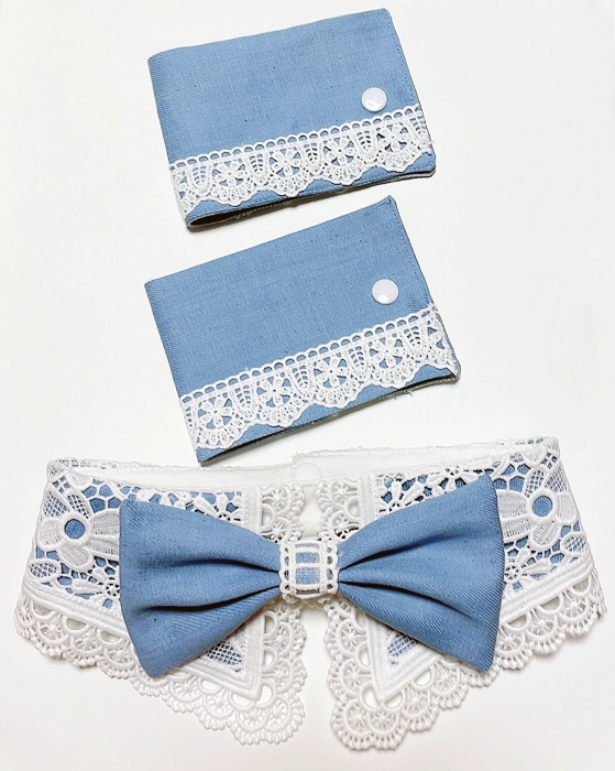 デニムレースバニー フルセット ライトブルー×白