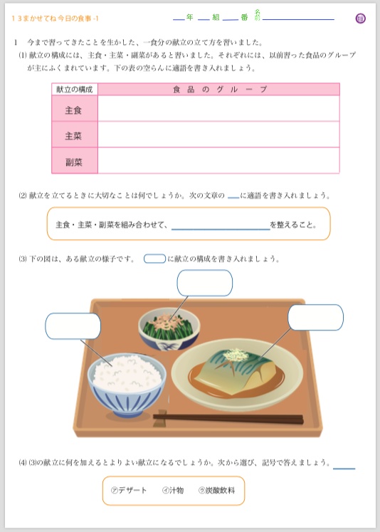 １３まかせてね今日の食事