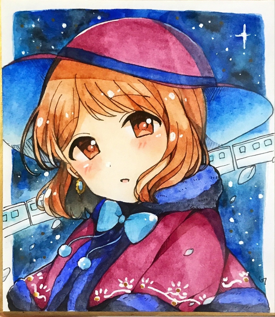 「夜空に祈りを　長富蓮実」小色紙原画
