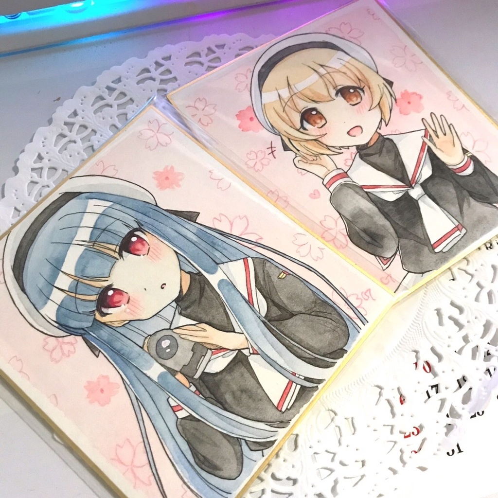 佐城雪美・古賀小春☆CCさくら制服コス/小色紙原画セット