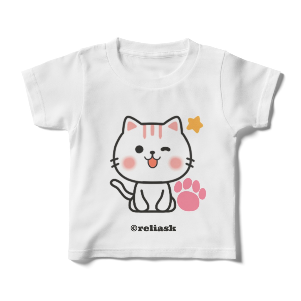 Cute Stylish Cat Nekunya'sキッズTシャツ_©reliask