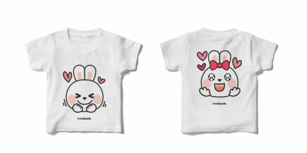 Cute Stylish Rabbita Pastel 両面キッズTシャツ_©reliask