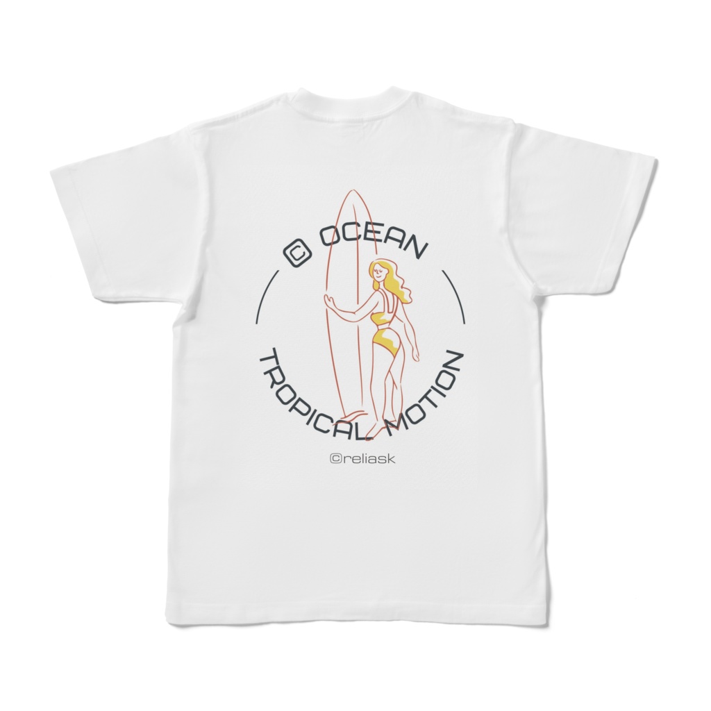 Tropical_motion_Ocean©reliask_surfboard_Woman_Tシャツ_ホワイト
