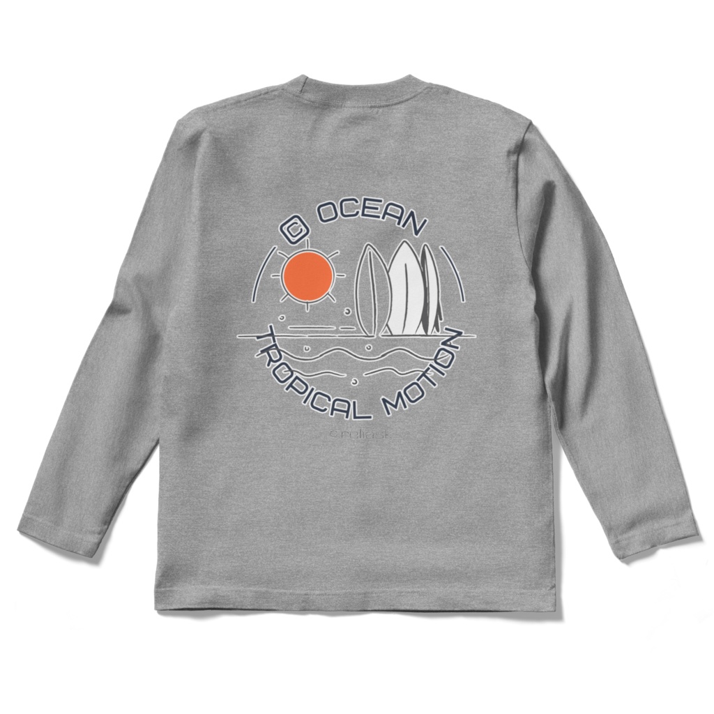 Surfboard_Tropicalmotion_Ocean_©reliask_ロングTシャツ_杢グレー