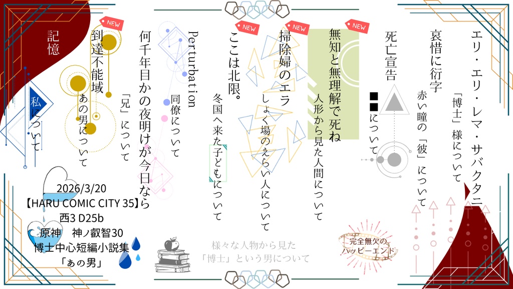 【原神】博士中心短編集「あの男」+表紙ポストカードセット【小説】