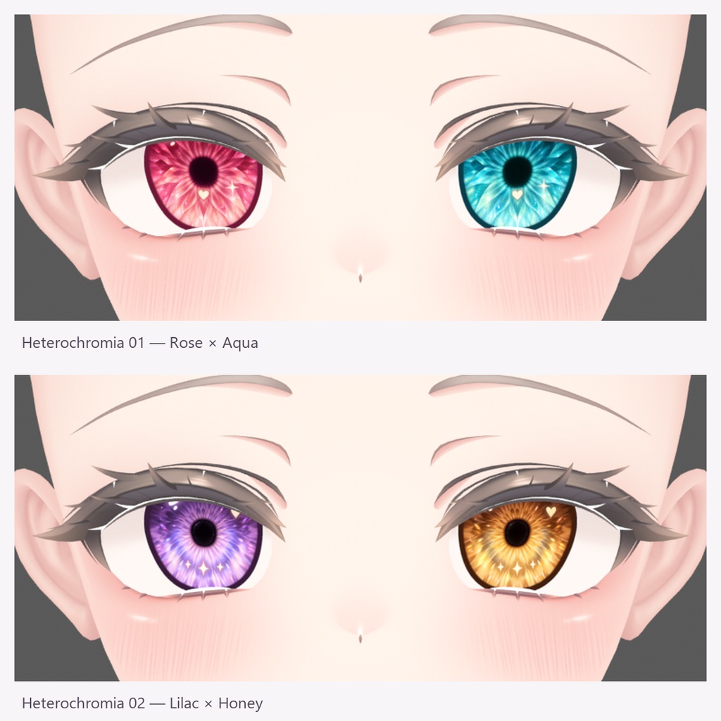 【VRChat / MANUKA】【Free until 2026-10-20 23:59 KST】Dream Glitter Eyes Texture 2K|10 Original + 4 Heterochromia