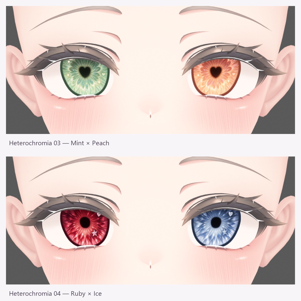 【VRChat / MANUKA】【Free until 2026-10-20 23:59 KST】Dream Glitter Eyes Texture 2K|10 Original + 4 Heterochromia