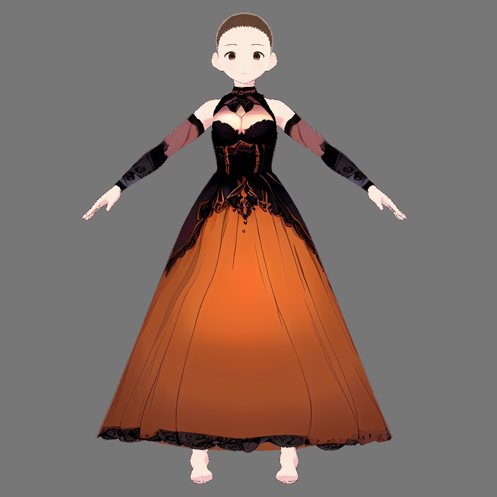 【オリジナルVroidテクスチャ】ハロウィンドレス