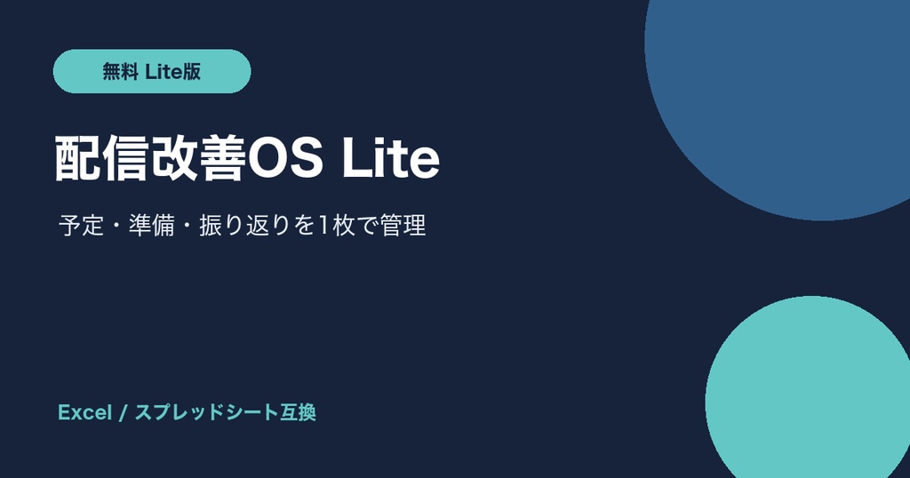 【無料】配信改善OS Lite｜配信予定・準備チェック・振り返りテンプレート