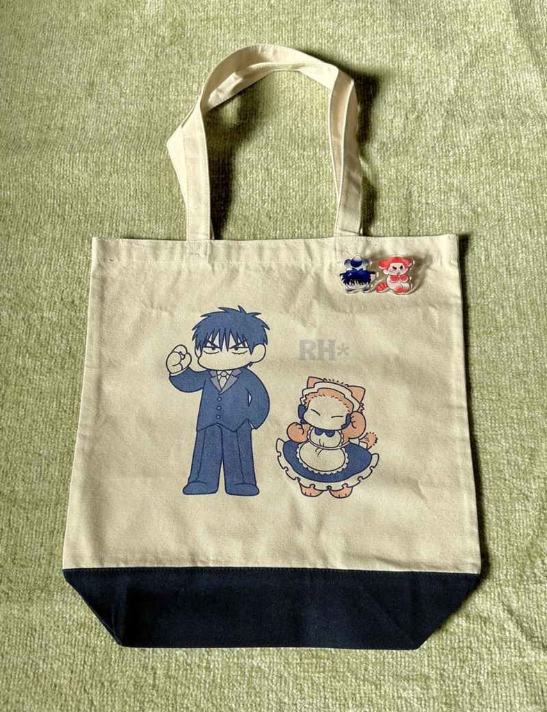 主とらトート(紺色)&amp;べびるはピンバッジセット