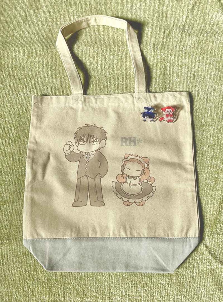 主とらトート(水色)&べびるはピンバッジセット