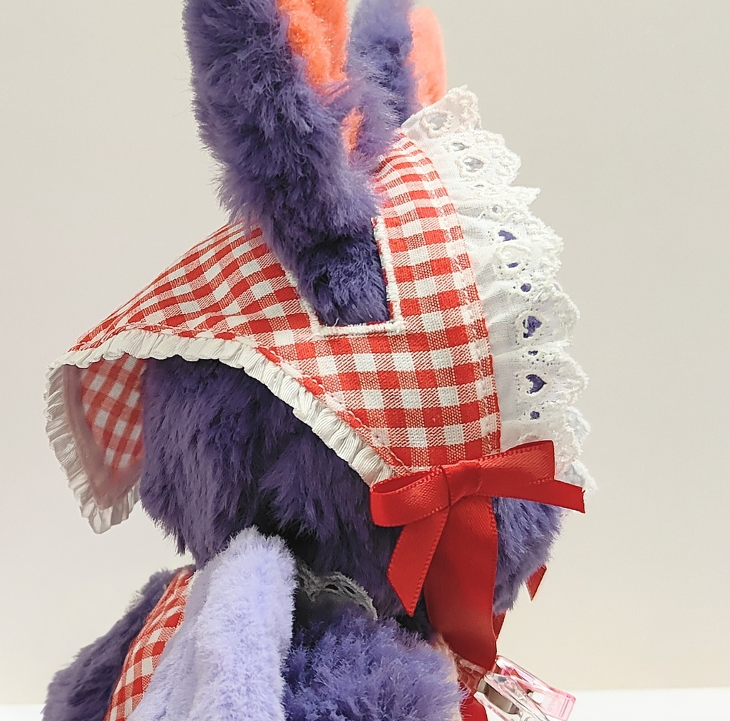 ギンガムチェックバブーシュカ(耳穴あり)