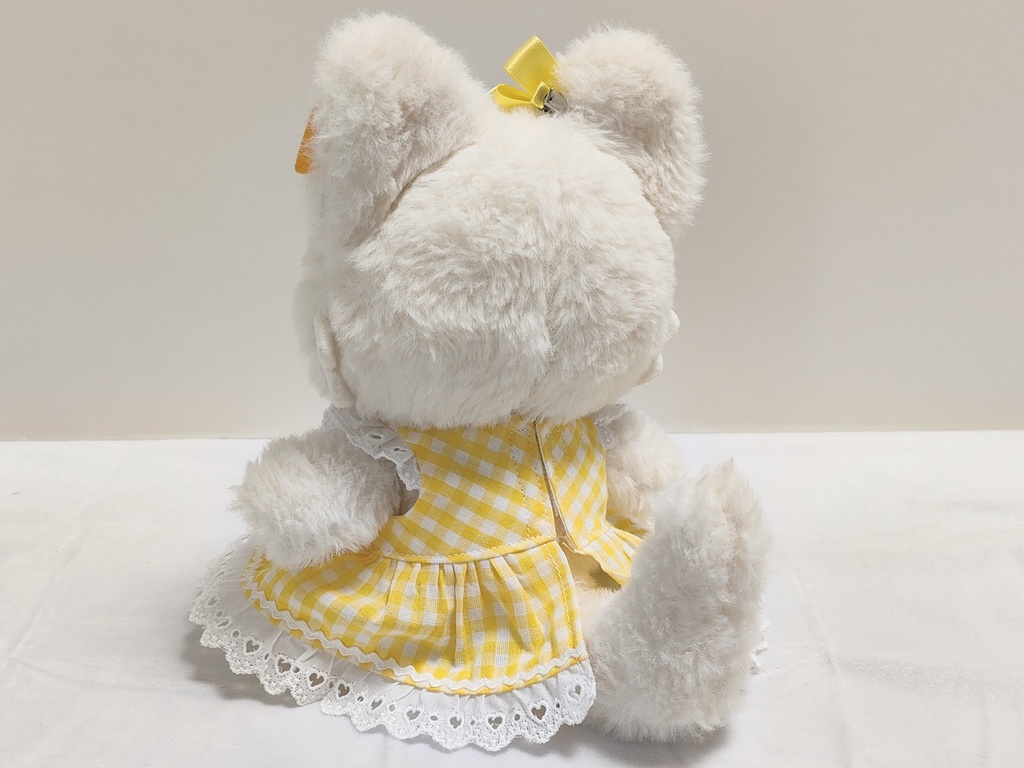 しっぽ付き20cmぬい用ギンガムチェックワンピース