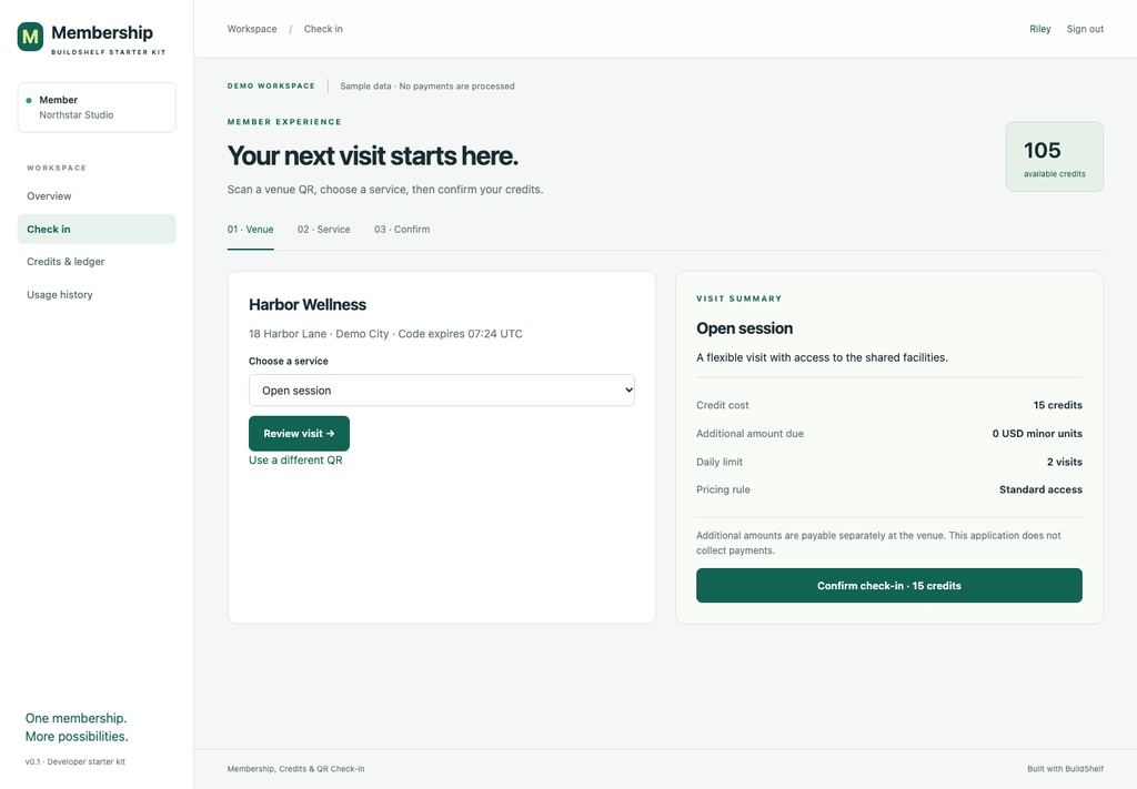 Membership, Credits & QR Check-in Platform Starter Kit