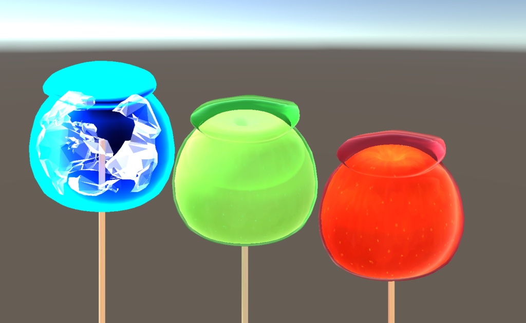 なついろりんごあめとふつうのりんごあめ【オリジナル3Dモデル】