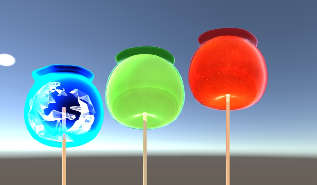 なついろりんごあめとふつうのりんごあめ【オリジナル3Dモデル】