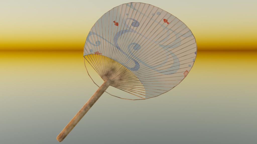 【3Dモデル】和の風情を感じる「和風うちわ」 🍃✨