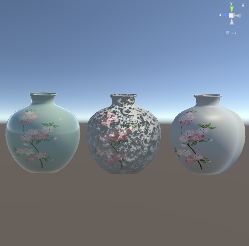 和風壺 3種セット(桜模様)- ツヤ・アンティーク・マット -