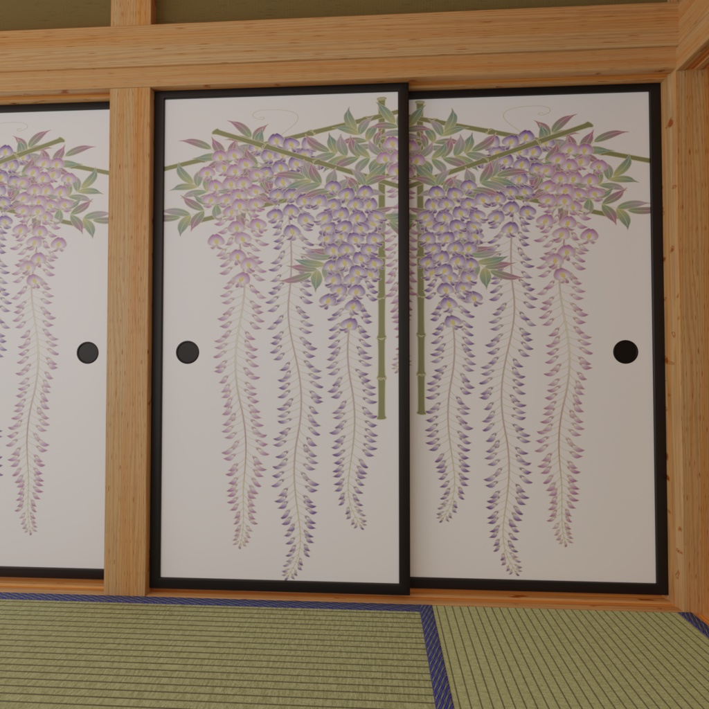 【3Dモデル】Fuji Fusuma ~藤の花柄ふすま~