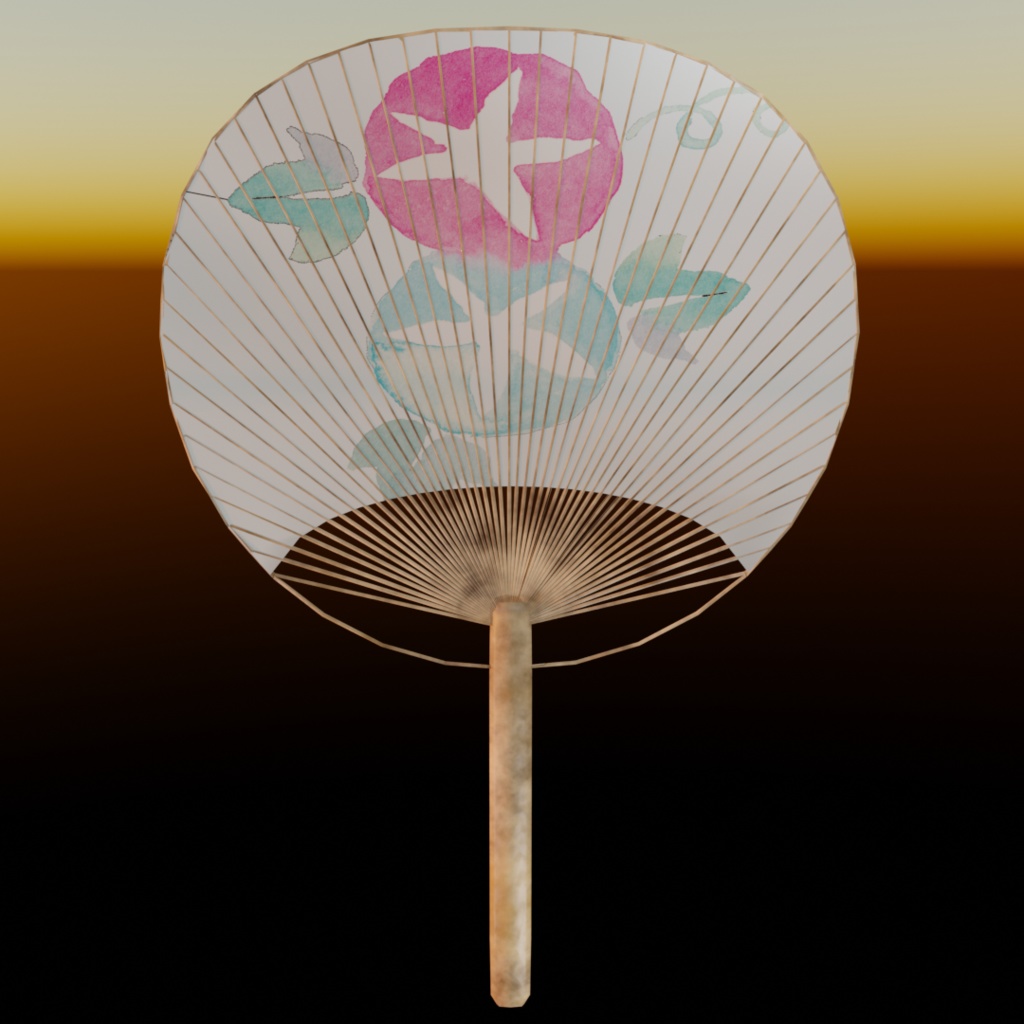【3Dモデル】夏の和風ワールドにぴったり!「和風うちわ3種」🎐✨