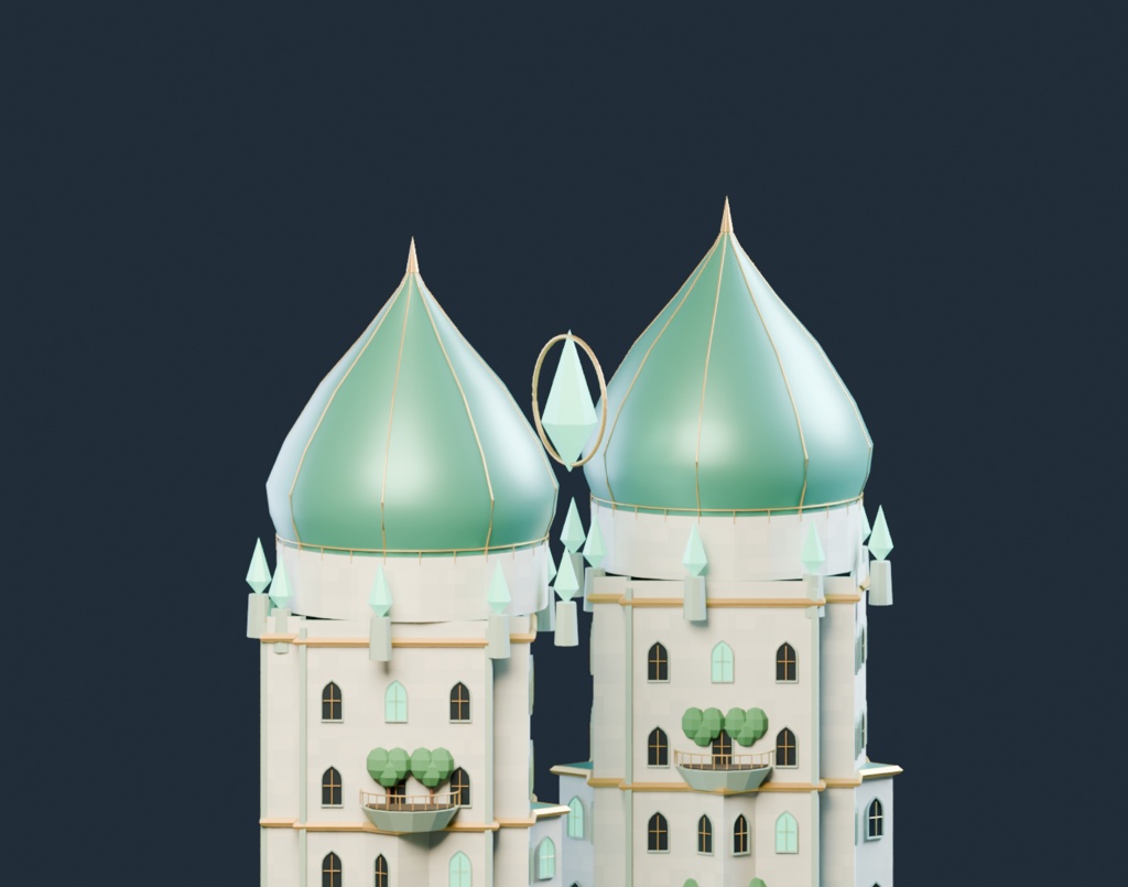 異世界ランドマーク — 翡翠の空中庭園【ファンタジー・3D背景モデル】
