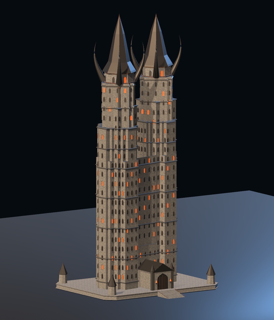 異世界ランドマーク — 魔王城+SF【2種セット・3D背景モデル】