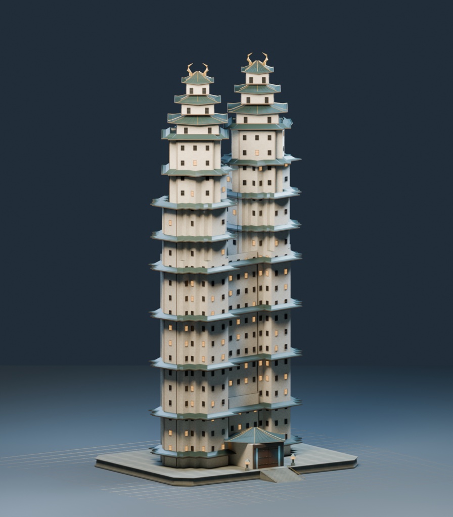異世界ランドマーク — 日本の城+軍事要塞【2種セット・3D背景モデル】