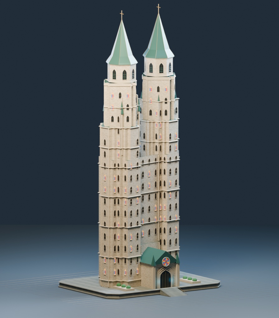 異世界ランドマーク — 教会+ファンタジー【2種セット・3D背景モデル】