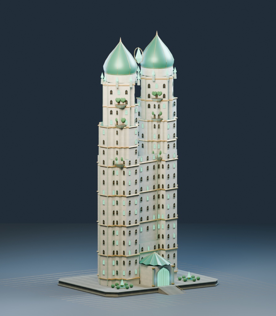 異世界ランドマーク — 教会+ファンタジー【2種セット・3D背景モデル】