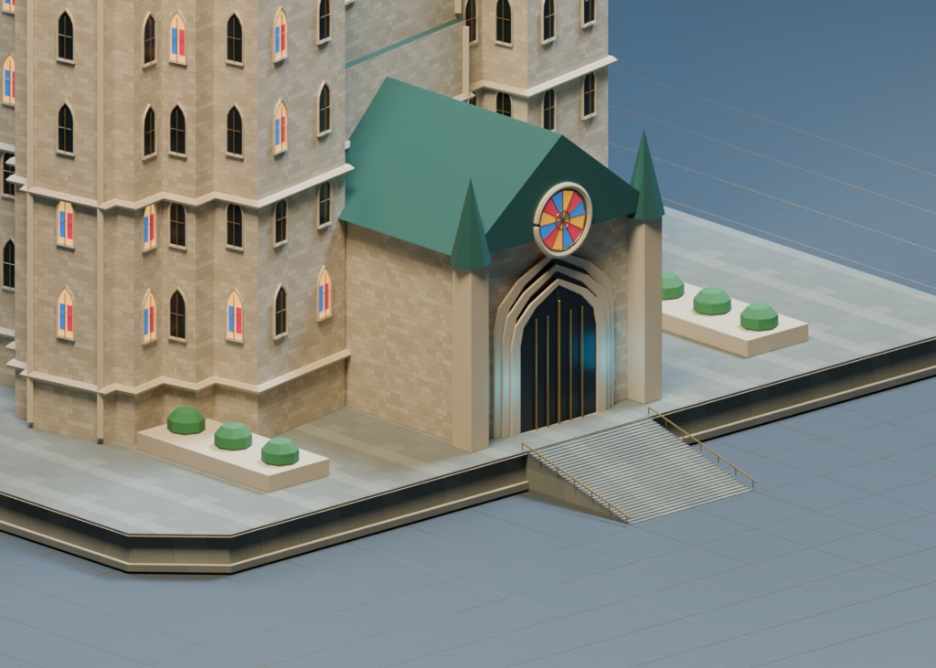 異世界ランドマーク — 教会+ファンタジー【2種セット・3D背景モデル】