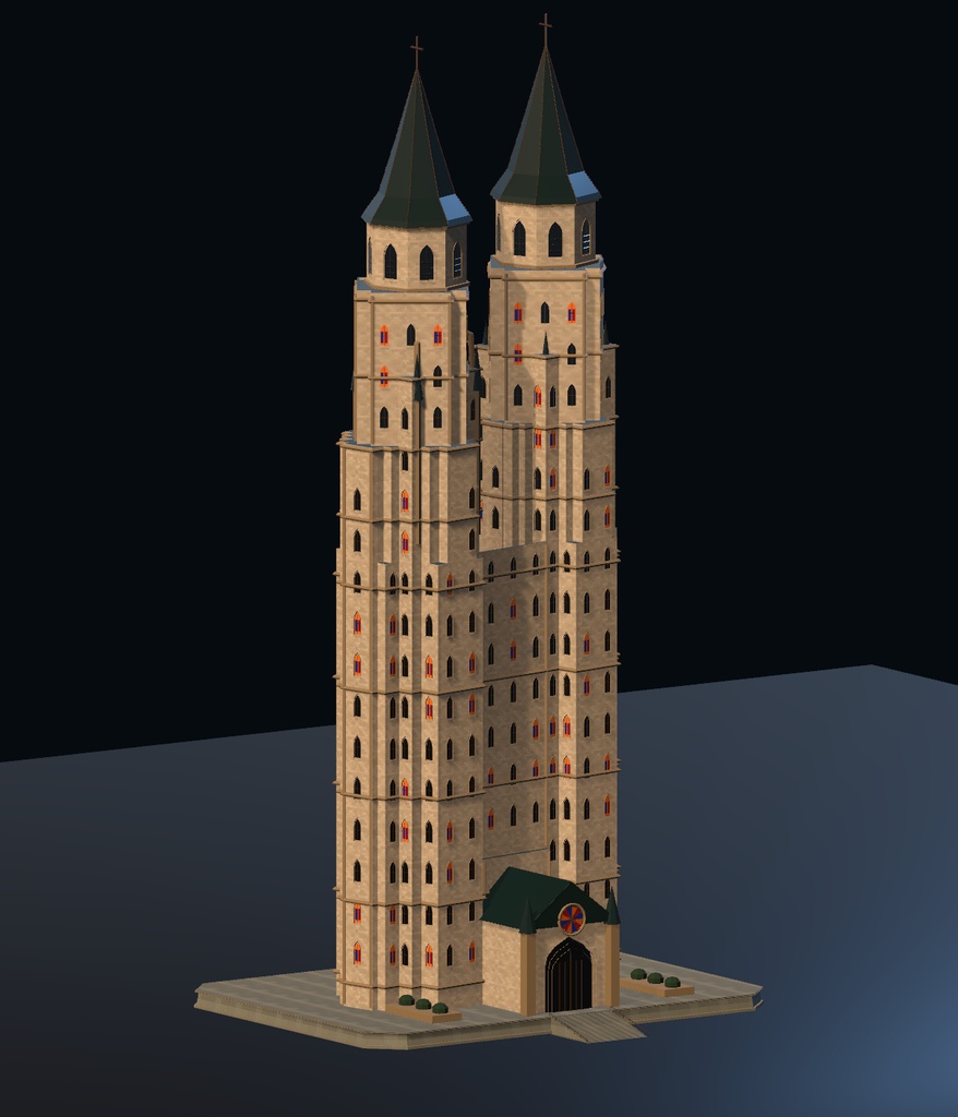 異世界ランドマーク — 教会+ファンタジー【2種セット・3D背景モデル】