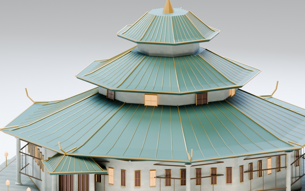 異世界ランドマーク — 八極の武闘殿【日本武道館・和風・3D背景モデル】
