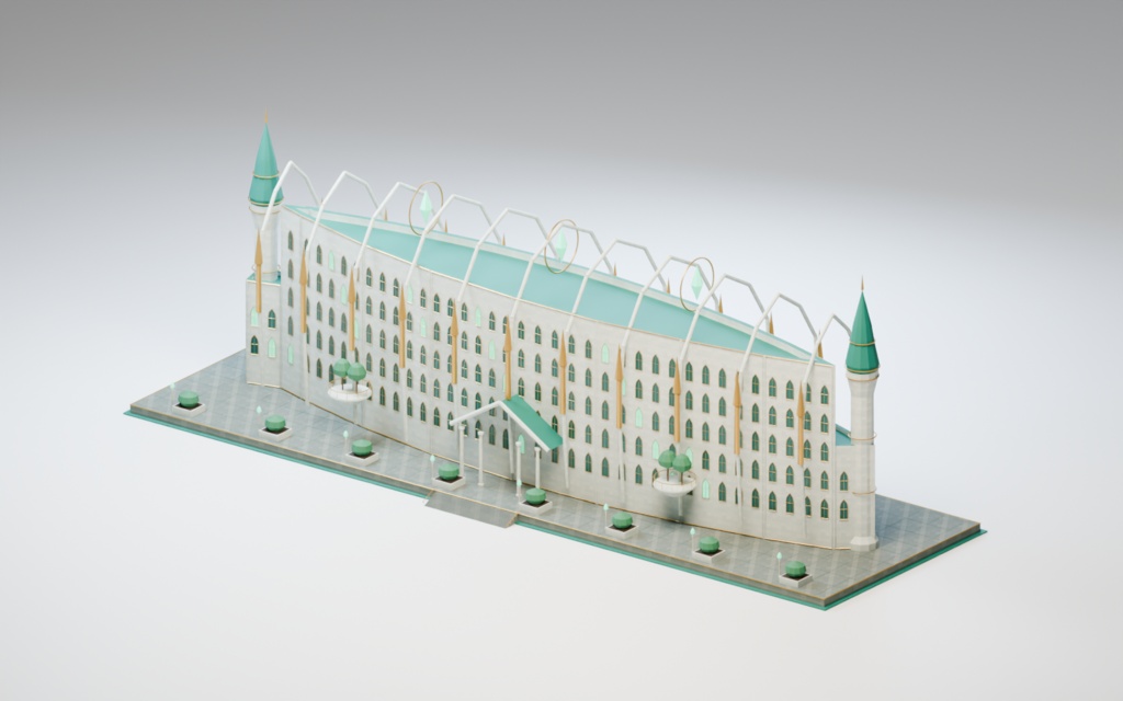 異世界ランドマーク — 東京国際フォーラム 2種セット【教会＋SFドック・3D背景モデル】