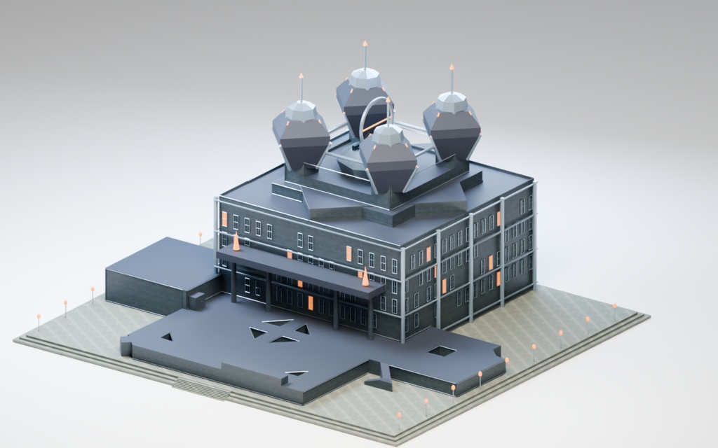 異世界ランドマーク — 東京ビッグサイト会議棟 2種セット【星門+SF司令塔・3D背景モデル】