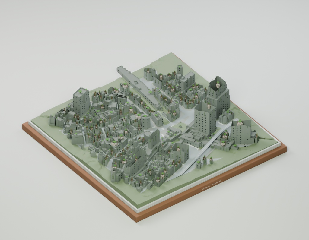 渋谷異景集【スクランブル交差点・サイバーパンクほか5世界/3Dジオラマ・GLB+Blender】