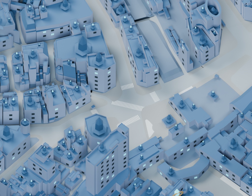 渋谷異景集【スクランブル交差点・サイバーパンクほか5世界/3Dジオラマ・GLB+Blender】
