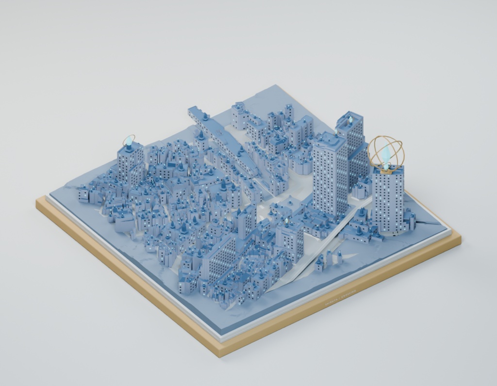 渋谷異景集【スクランブル交差点・サイバーパンクほか5世界/3Dジオラマ・GLB+Blender】