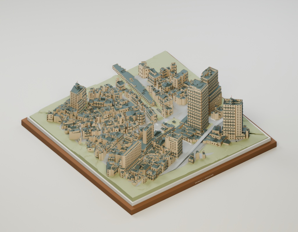 渋谷異景集【スクランブル交差点・サイバーパンクほか5世界/3Dジオラマ・GLB+Blender】