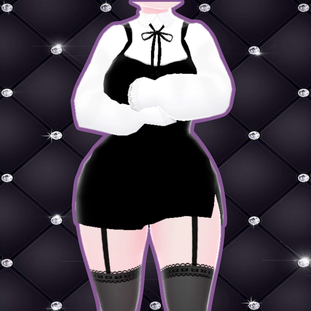 [VROID] Black Collar Dress ブラックカラードレス