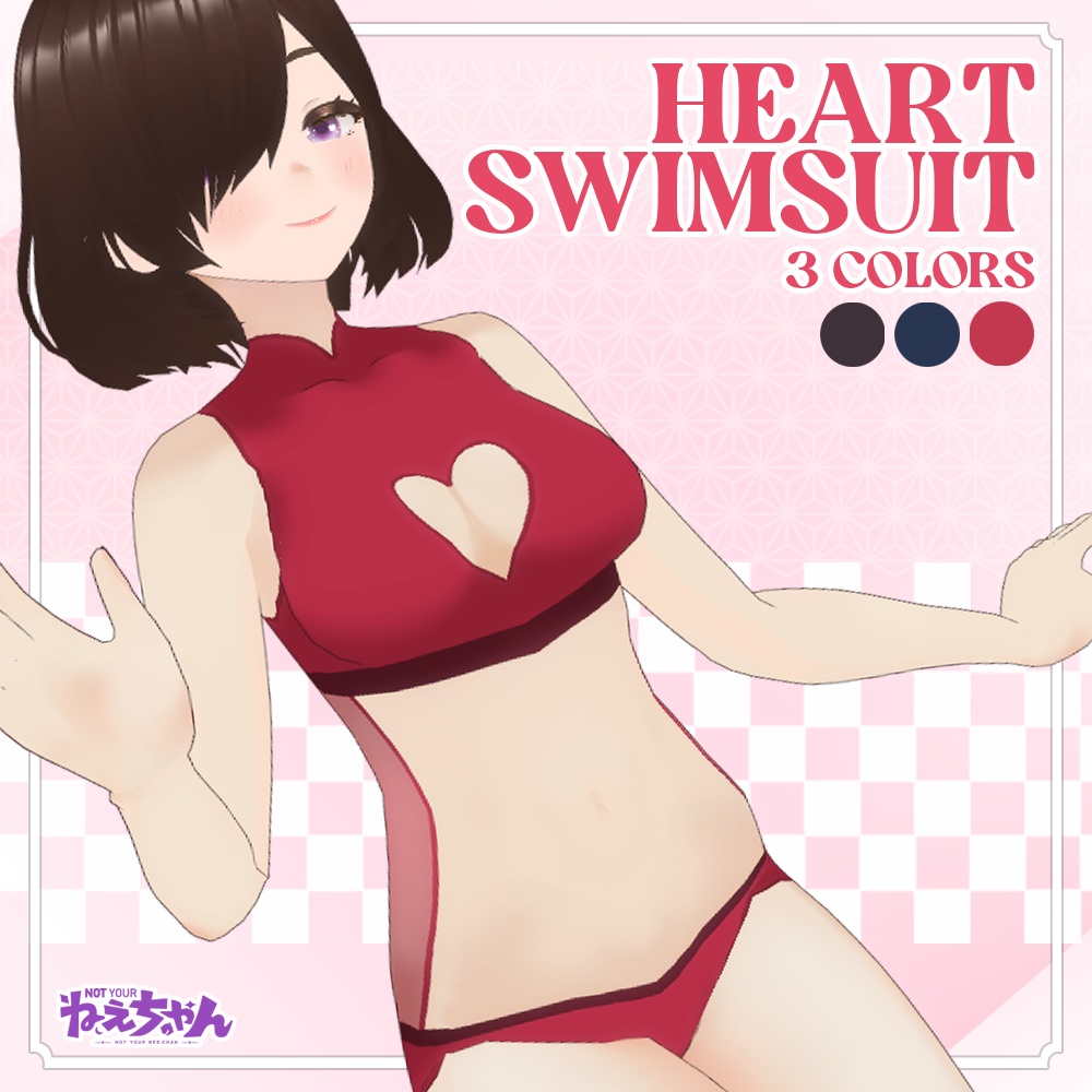 [Vroid] Heart Swimsuit w/transparency 3 COLORS